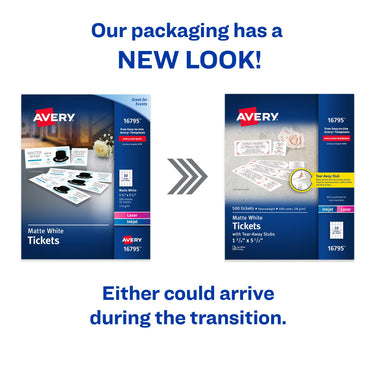 Avery Printable Tickets with Tear-Away Stubs, 1.75